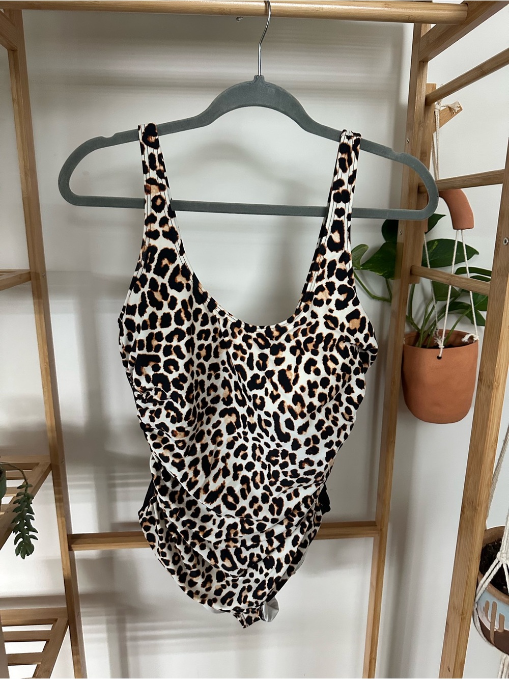 DKNY Leopard One Piece Black Mesh Swimsuit